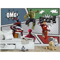 Superhero Wallpaper Jungen Schlafzimmer, Avengers Peel & Stick Für Kinderzimmer, Spiderman Wandbild Kleinkind Spielzimmer, Comics Tapete Abnehmbar von BestDecals