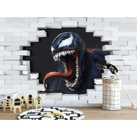 Venom Tapete Selbstklebend Für Teenager Jungenzimmer - 3D Superhelden Wandkunst Wandbild Spielzimmer Abnehmbare Dekoration Kinderzimmer von BestDecals