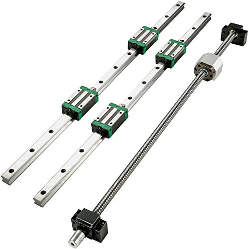 BestEquip Linearführung HGR 20-700mm Linearschiene mit 4PCS Gleitblock Kugelumlaufspindel Führungsschiene für 3D Drucker CNC Maschine, Metallisch von BestEquip