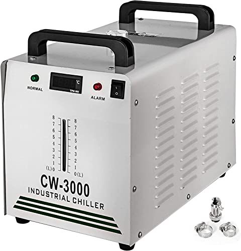 BestEquip Industrieller Wasserkühler CW-3000AG CO2 Laser Rohrkühler 9L Wasserkühler 50 W 220 V zum Kühlen von CO2-Glaslaserröhre 10L / Min, Water Chiller Thermolysis, Weiß von BestEquip