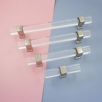 Quadrat Acryl Schrank Griffe Schublade Knäufe Silber Klar Schubladen Knobs Badezimmer von BestHardwareStore