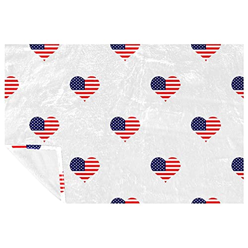 BestIdeas Decke, Motiv: Liebesherz, USA-Flagge, weich, warm, gemütlich, Überwurf für Bett, Couch, Sofa, Picknick, Camping, Strand, 150 x 200 cm von BestIdeas