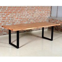 Akazienholz Tisch mit natürlicher Baumkante Bügelgestell von BestLivingHome