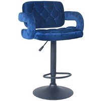 Bar Sitzhocker in Blau Samt gepolsterter Rückenlehne von BestLivingHome