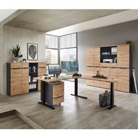 Büro Set 8-teilig in modernem Design Wildeichefarben und Dunkelgrau (achtteilig) von BestLivingHome