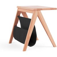 Design Nachttisch aus Kernbuche Massivholz Schwarz Webstoff von BestLivingHome