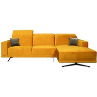Designer Sofa gelb aus Velours Fußgestell aus Metall von BestLivingHome