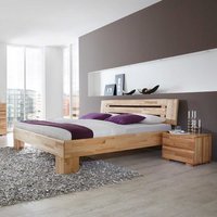 Ehebett mit Nachtkommoden Kernbuche Massivholz (dreiteilig) von BestLivingHome