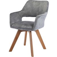 Esstisch Stühle hellgrau modern mit Gestell aus Massivholz Eichefarben (2er Set) von BestLivingHome