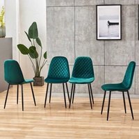 Esstisch Stühle mit Samt Bezug Dunkelgrün (4er Set) von BestLivingHome