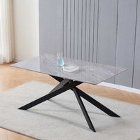 Esszimmer Tisch grau schwarz mit Sinterstein Platte Mikado Fußgestell von BestLivingHome