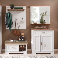 Flurgarderobe im Landhausstil Weiß und Eichefarben (vierteilig) von BestLivingHome