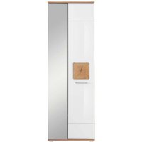 Flurschrank mit Spiegeltür in Wildeichefarben & Weiß 65 cm breit von BestLivingHome