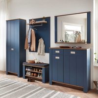 Garderobenmöbel mit Spiegel in Blau Eiche dunkel (fünfteilig) von BestLivingHome