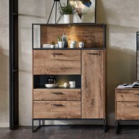 Loft Design Highboard in Eiche dunkel Optik und Dunkelgrau Klappe von BestLivingHome