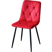Rote Samt Stühle mit Gestell aus Metall Schwarz (4er Set) von BestLivingHome