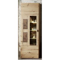 Schrank Vitrine in Wildeiche Hirnholz Optik 65 cm breit von BestLivingHome