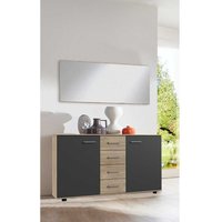 Sideboard mit Schubladen in Dunkelgrau Eichefarben von BestLivingHome