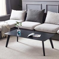 Sofa Tisch Marmor Optik Platte in Schwarz 125 cm breit von BestLivingHome