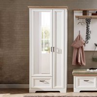 Spiegel Garderobenschrank in Weiß und Eichefarben Landhausstil von BestLivingHome
