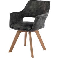 Stühle dunkelgrau modern mit Armlehnen Gestell aus Massivholz (2er Set) von BestLivingHome