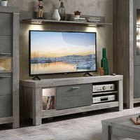 TV Unterschrank in Beton Grau und Eiche dunkel 150 cm breit von BestLivingHome