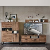 TV Wohnwand im Loft Design Eiche dunkel Optik und Dunkelgrau (dreiteilig) von BestLivingHome