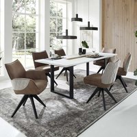 Tischgruppe mit drehbaren Stühlen in modernem Design 6 Personen (siebenteilig) von BestLivingHome