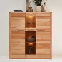 Wohnzimmer Highboard Kernbuche teilmassiv LED Beleuchtung von BestLivingHome