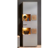 Wohnzimmer Vitrine in Grau und Eiche Optik 65 cm breit von BestLivingHome