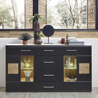 Wohnzimmerschrank Sideboard in Wildeichefarben Schwarz von BestLivingHome