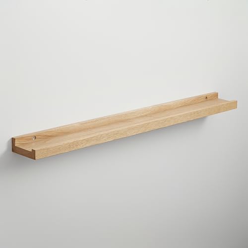 BestLoft.de Bilderleiste Holz Holzregal Wand Regal Wand Bilderleiste Eiche Floating Shelf Flur Regal Holz Deko Wand Wandregal Holz aus Eiche massiv (Eiche Hell, Breite: 120cm / Tiefe: 10cm) von BestLoft.de