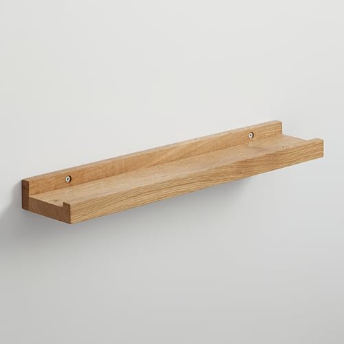 BestLoft.de Bilderleiste Holz Holzregal Wand Regal Wand Bilderleiste Eiche Floating Shelf Flur Regal Holz Deko Wand Wandregal Holz aus Eiche massiv (Eiche Hell, Breite: 50cm / Tiefe: 10cm) von BestLoft.de