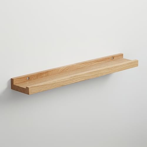 BestLoft.de Bilderleiste Holz Holzregal Wand Regal Wand Bilderleiste Eiche Floating Shelf Flur Regal Holz Deko Wand Wandregal Holz aus Eiche massiv (Eiche Hell, Breite: 60cm / Tiefe: 10cm) von BestLoft.de