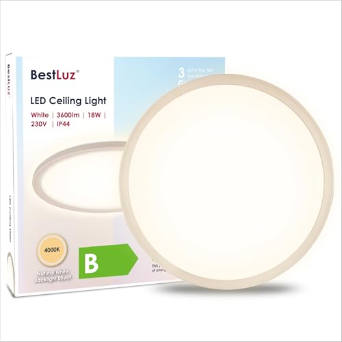 BestLuz Deckenleuchte LED Deckenlampe, 200lm/w 18W 3600LM 4000K, LED Deckenleuchte Flach Panel für Schlafzimmer Küche Flur Badezimmer Wohnzimmer, Taupe, Ultra Dünn von BestLuz