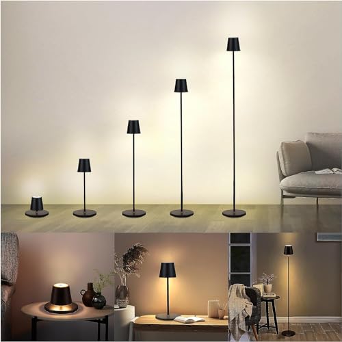 BestLuz Stehleuchte LED Dimmbar für Außenbereich, Kabellos Wiederaufladbare Batteriebetriebene Standleuchte, 132CM 5X Höhenverstellbare Stehlampe, Wasserdicht, Tischlampe, Wohnzimmer, Schlafzimmer von BestLuz