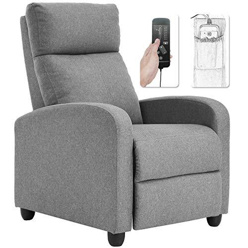 Relaxsessel für Wohnzimmer Winback Einzelsofa Massage Relaxsessel Sofa Lesesessel Heimkino Sitzgelegenheit Modern Liegestuhl Easy Lounge mit Stoff gepolsterte Sitzfläche Rückenlehne (Grau) von BestMassage