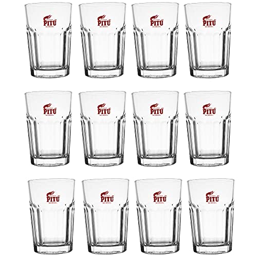 BestPlug 12 Stück Originale PITU Do Brasil Longdrink Gläser Glas mit Pitu Logo 0,33l - Transparent von BestPlug