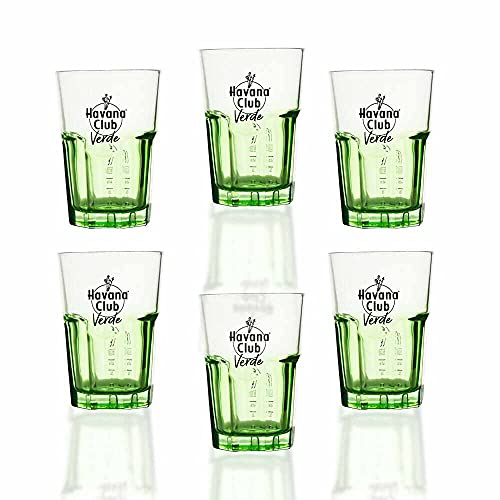 6 Stück Originale Havana Club Verde Longdrink Gläser - 0,34l - Transparent/Grün von BestPlug