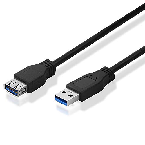 BestPlug 2 Meter 3.0 USB Kabel, USB A-Stecker männlich auf USB A-Buchse Kupplung weiblich, 5000 Mbit s Übertragungsrate, Schwarz von BestPlug
