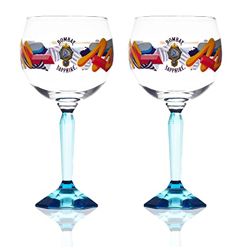 BestPlug 2 Stück Original Bombay Saphire Gin Glas Gläser Ballonglas Ballongläser mit Stir Creativity Logo von BestPlug