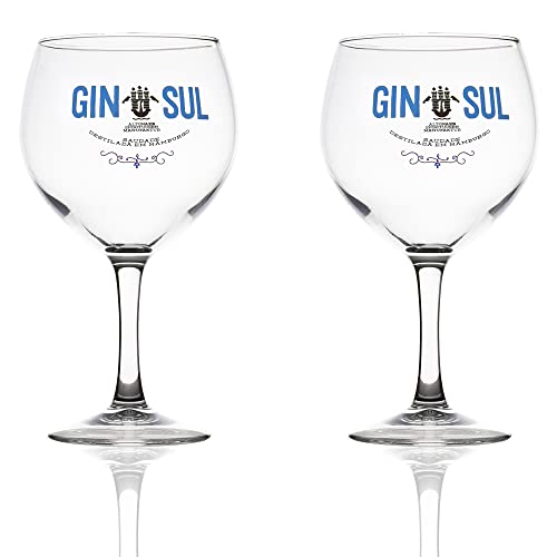 2 Stück Original Gin Sul Copa Glas Ballonglas mit Logo transparent von BestPlug