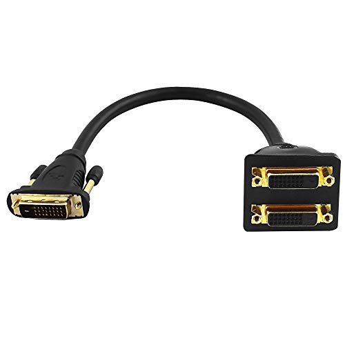 BestPlug 20cm Y DVI Kabel Adapter Verteiler Splitter Weiche, 1 DVI-D 24+1 Stecker männlich auf 2 DVI-D 24+1 Buchse Kupplung weiblich vergoldet, geeignet für HD FullHD, Schwarz v2.0 von BestPlug