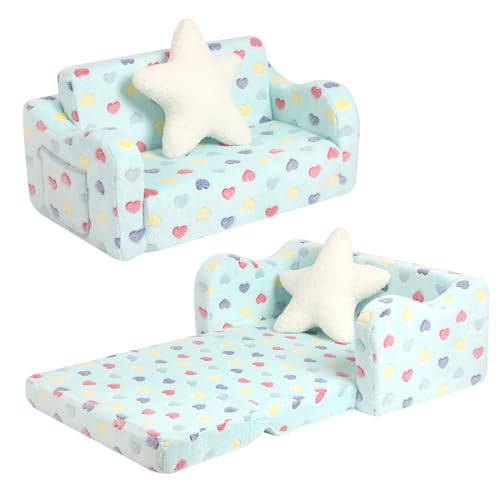 BestRoyal Extra breitere Sitzgelegenheit Kleinkind Couch, 2-in-1 Kleinkind weiche Couch ausklappbar mit Sternkissen, umwandelbarer Kleinkindstuhl zu Liege für Mädchen und Jungen BestRoyal Extra breitere Sitzgelegenheit Kleinkind Couch, 2-in-1 Kleinkind weiche Couch ausklappbar mit Sternkissen, umwandelbarer Kleinkindstuhl zu Liege für Mädchen und Jungen von BestRoyal
