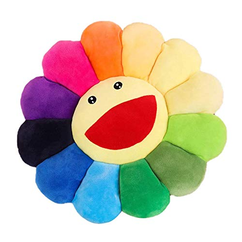 BestTas Sonnenblumen-Plüschkissen, blumenförmiges Sitzkissen – 43,2 cm, Sonnenblumenkissen, Sofa, Stühle, Bodenkissen für Kinder, Leseecke, Fernsehen, Schlafzimmer, Dekoration (Regenbogen) von BestTas