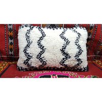 Moroccan Beni Ourain Pillow Handmade Pouf Cushion Pillows Wool Covers Coussin Marocain von BestWoolRug