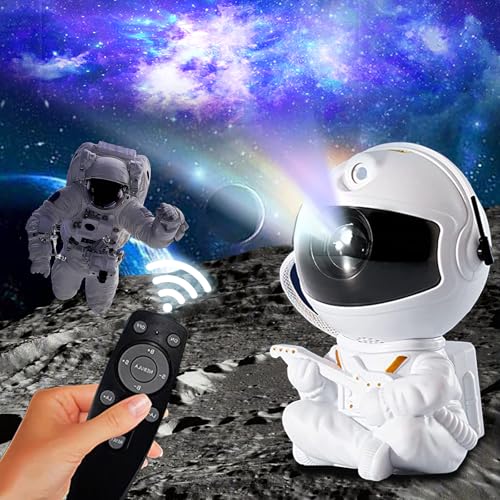 BestYiJo Sternenhimmel Projektor, Galaxy Projector Astronaut Projektor LED Nachtlichter 360 ° Drehung 8 Lichtmodus 15 Lichtkombinationen für Kinderzimmer Erwachsene (Weiße Gitarre) von BestYiJo