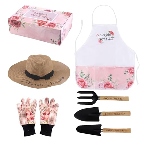 Gartenwerkzeug Set, Gartengeräte, Gartenschürze, Gartenschaufel, Werkzeugsets, Gartengeschenke für Frauen für Gartenliebhaber Geeignet, Geschenk Frauen Geburtstag, Garten Zubehör für Außen von BestYiJo