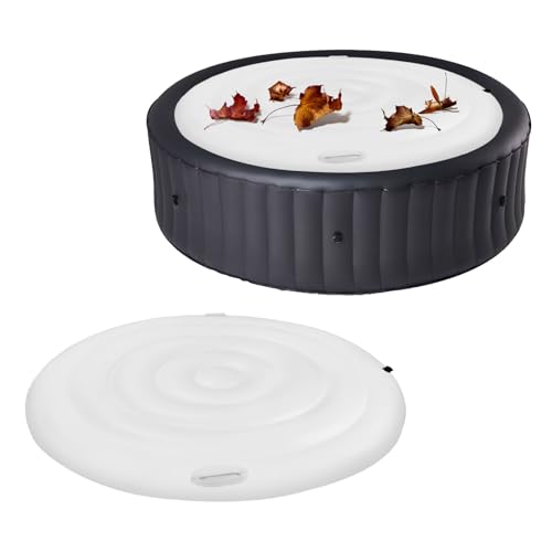 Whirlpool Abdeckung Rund 160 cm, Poolabdeckung Aufblasbar mit Griff, Thermoabdeckung Whirlpool im Freien mit Inflations und Deflationsventil Winddicht Regendicht für 3-5 Personen (Rund 160cm) von BestYiJo