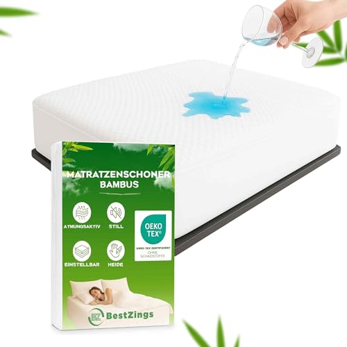 BestZings Matratzenschoner 160x200 Bambus- wasserdichte Matratzenauflage - Matratzenschoner wasserdicht - Matratzenbezug - Matratzenschutz wasserdicht - Wasserdichtes spannbettlaken - Mattress Cover von BestZings